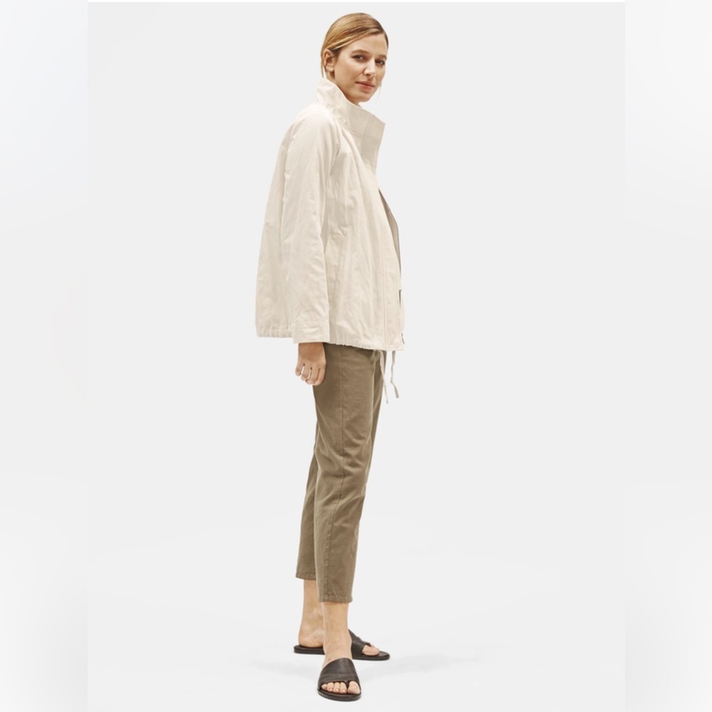 Eileen Fisher Organic Cotton SteelStand Collar S Jacket Light Pocket Tan Neutral